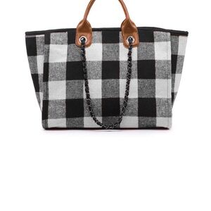 Black and White Checkered Women's Bag